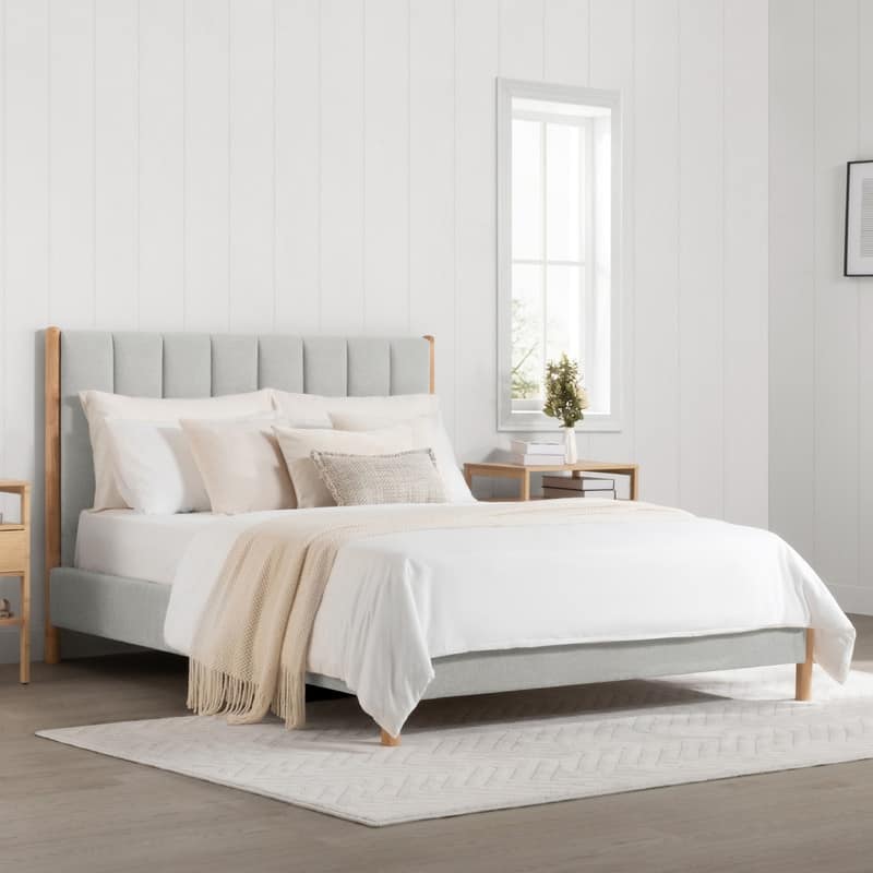 Spruce & Spring Camila Upholstered Platform Bed Frame with Headboard