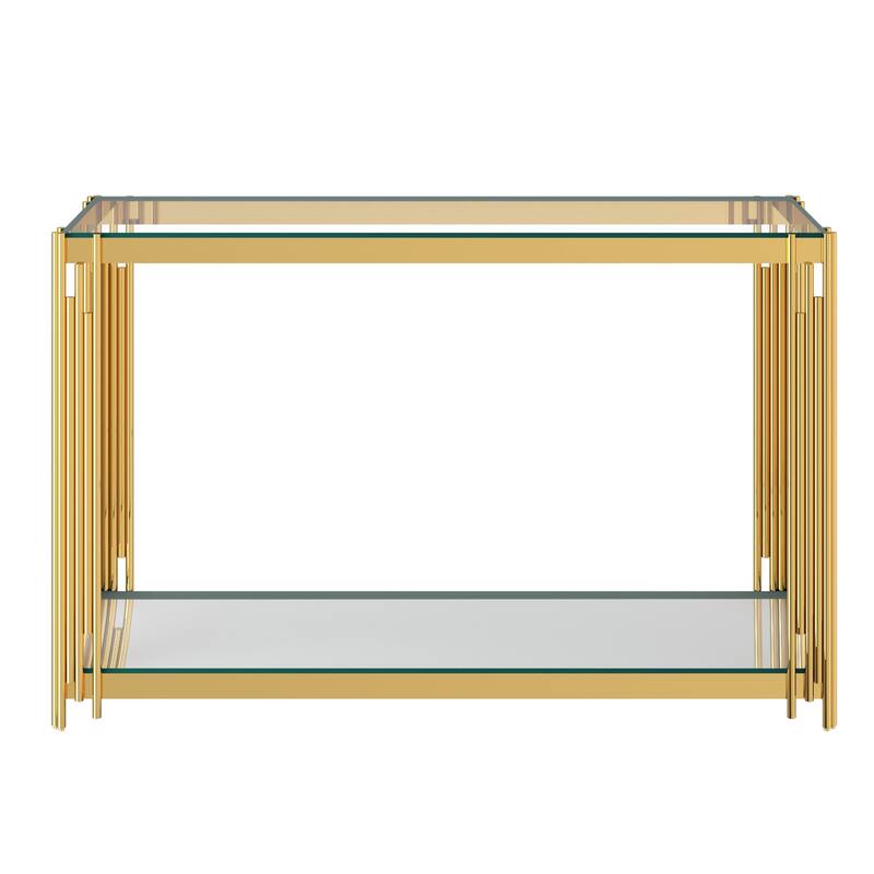 Contemporary Metal and Glass Console Table