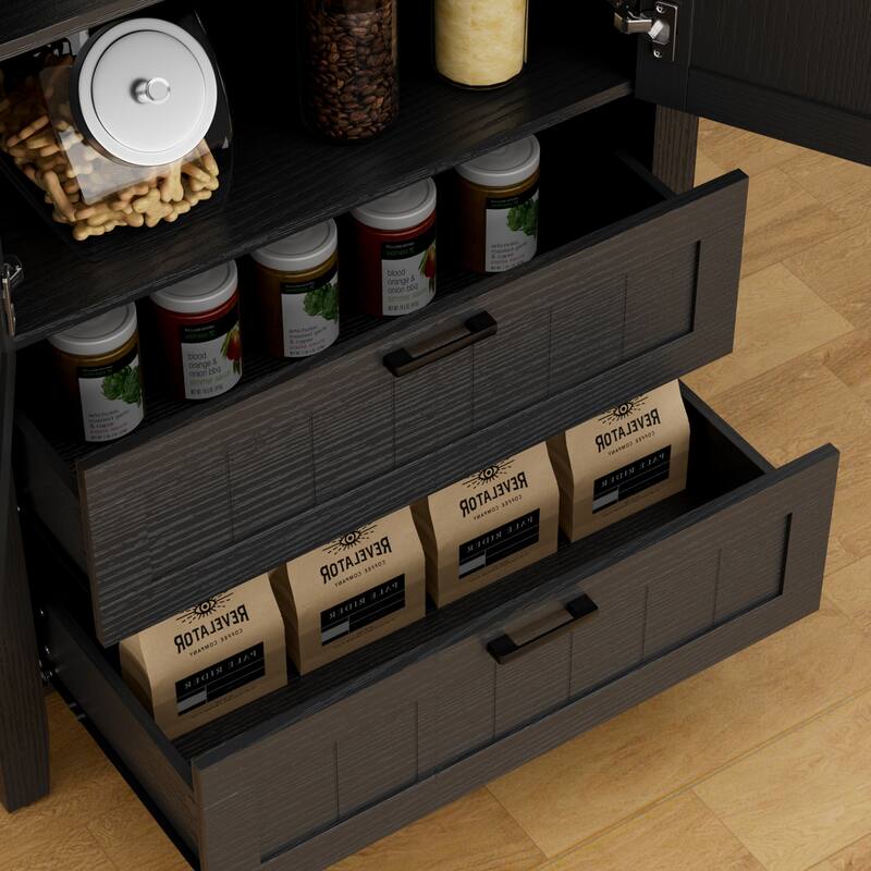 Arched Storage Cabinet Display Shelves 2 Drawers