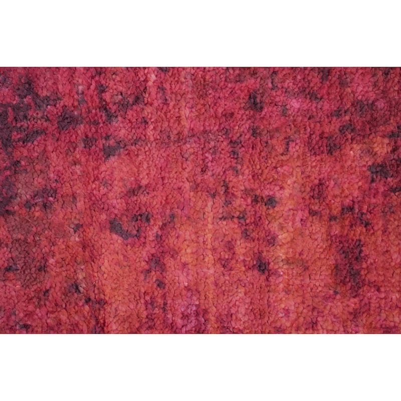 Hand Knotted Oriental Viscose Silk Carpet Modern All-Over Pink Abstract Area Rug - 7' 9'' X 5' 7''