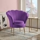 preview thumbnail 9 of 21, Angelina Velvet Scalloped Back Barrel Accent Chair w/ Metal Legs Purple