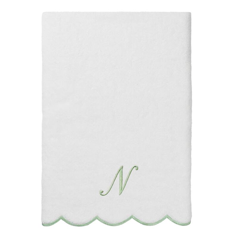 Authentic Hotel and Spa 100% Turkish Cotton Green ADORNIA Scallop Personalized 3 Piece Towel Set - 3 Piece Set