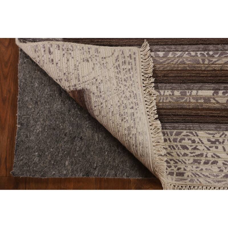 Striped Modern Accent Rug Handmade Abstract Wool Carpet - 2'9"x 5'0"