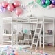 preview thumbnail 2 of 21, Wood Twin Size L-Shaped Loft Bed with Ladder and 2 Built-in L-Shaped Desks