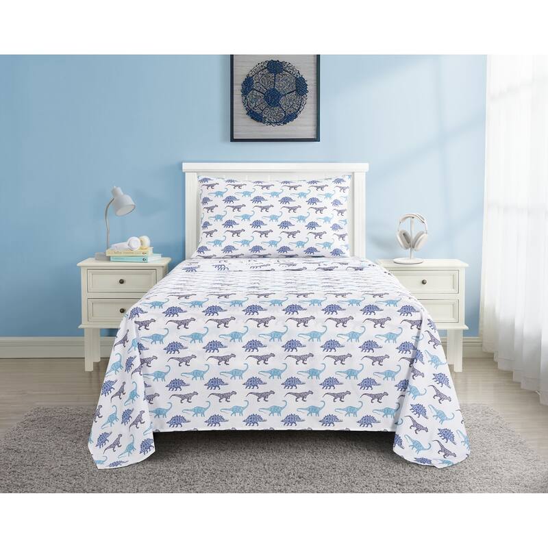 Dino School 3-4pc Sheet Set - Blue - Twin
