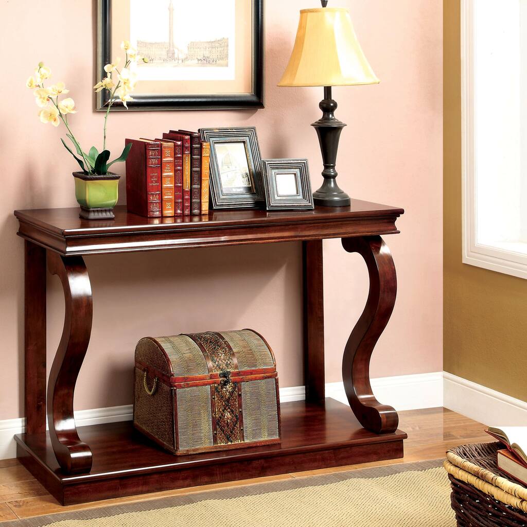 Furniture of America Lild Traditional Cherry Solid Wood Console Table