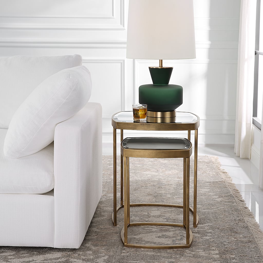 Open Frame Nesting Tables - 23.75" - Gold Finish - Set of 2
