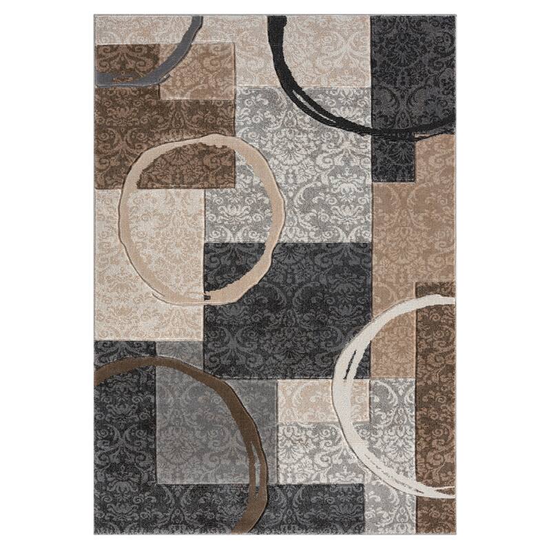 Alexia Collection Geometric Beige/Gray Indoor Modern Area Rug - 7'10'' x 10'10''