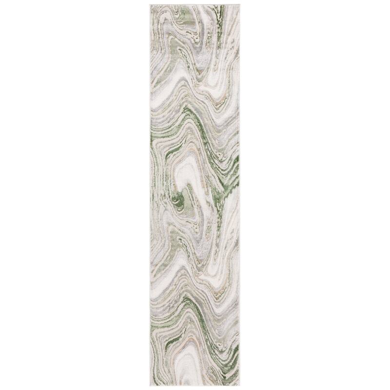 SAFAVIEH Prestige Veda Contemporary Rug - 2'3" x 8' Runner - Ivory/Light Green