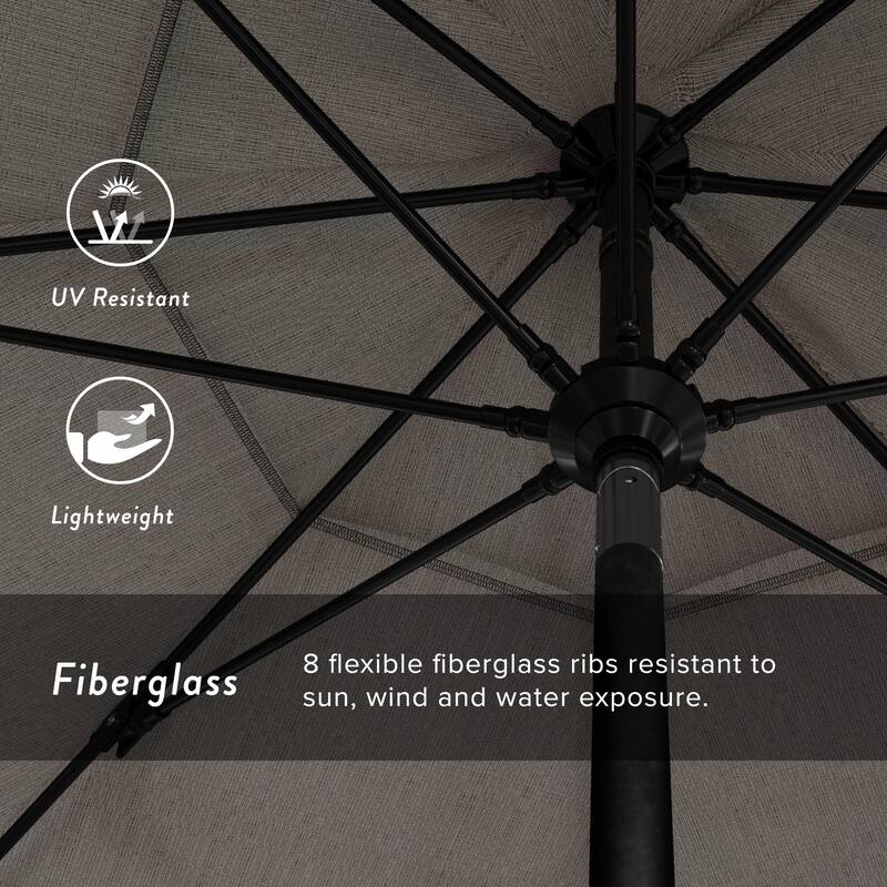 California Umbrella 11' Rd. Alum/Fiberglass Rib Market Umb,Crank Lift/Collar Tilt, Dbl Wind Vent, Black Finish, Olefin Fabric
