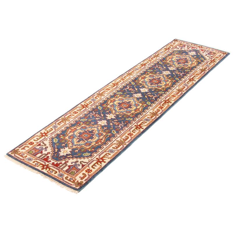 ECARPETGALLERY Hand-knotted Serapi Heritage Dark Blue Wool Rug - 2'7 x 9'7
