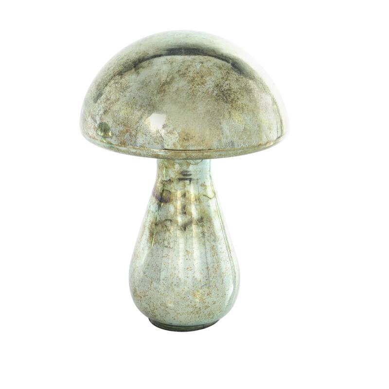 Glass Mushroom Glossy Weathered Decorative Sculpture - Set of 2 Green, Gold, Champane- Roche River Decor