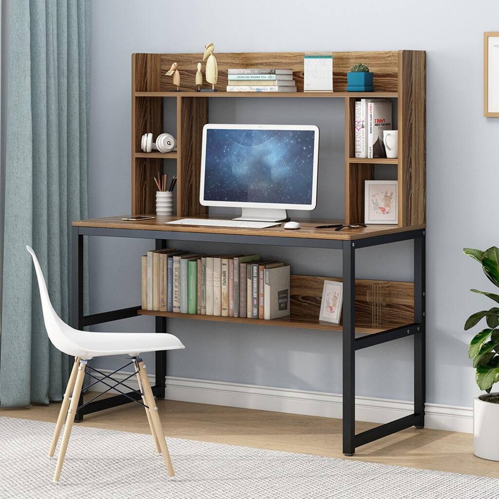 Multifunction Computer Desk With Multi-Layer Storage Shelves