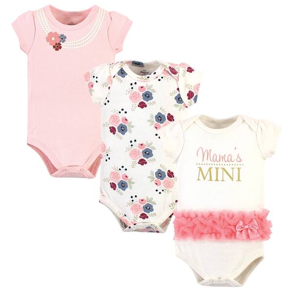 slide 1 of 1, Little Treasure Baby Girl Cotton Bodysuits 3pk, Mamas Mini 9-12 Months - Mamas Mini