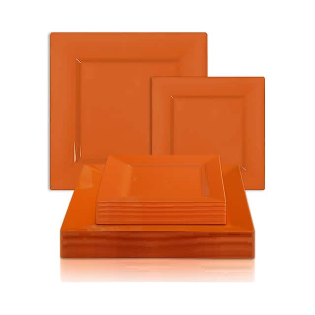 Modern Solid Square Disposable Plastic Plate Packs - Party Supplies