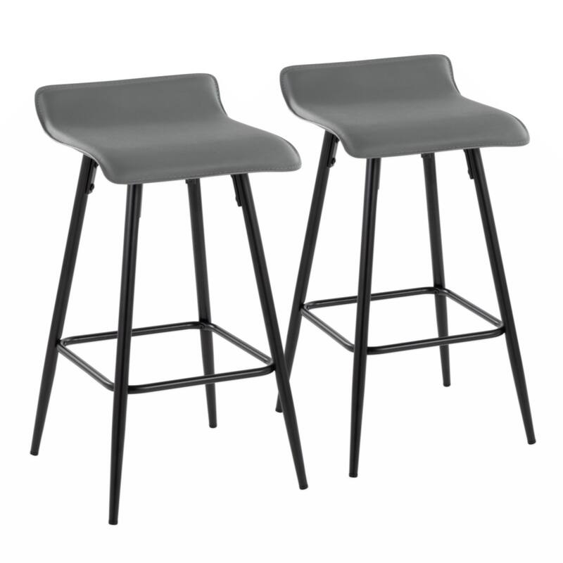 26" Contemporary Fixed Height Counter Stool - Set of 2 - Grey