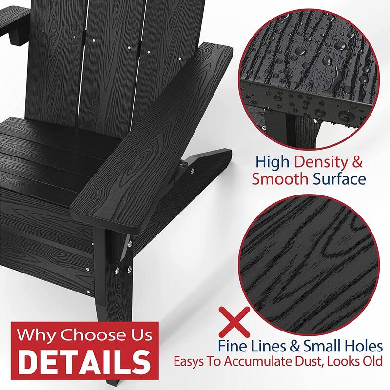 WINSOON All Weather HIPS Outdoor Adirondack Chairs with Cup Holder Set of 4