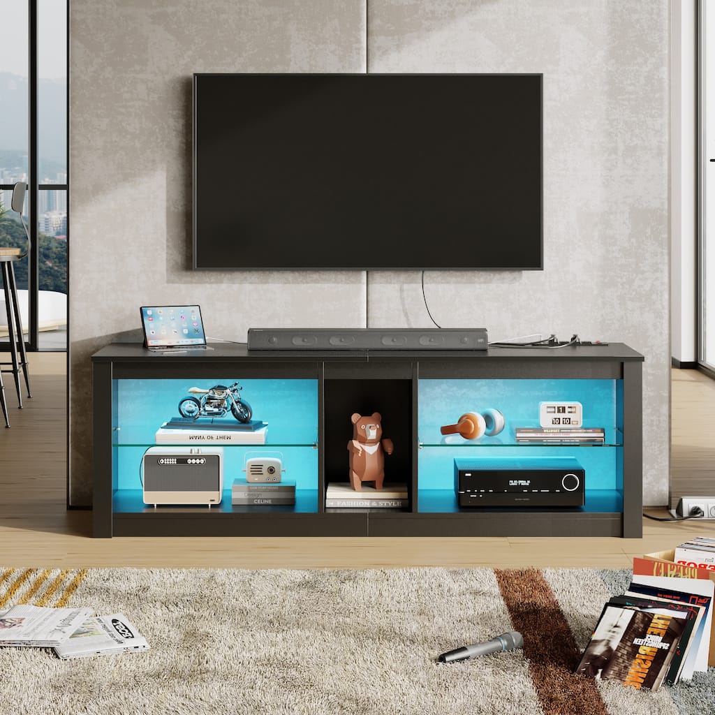 55" LED TV Stand for 60 inch TV with Power Outlet-Entertainment Center - 55 inches
