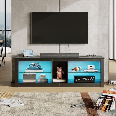 55" LED TV Stand for 60 inch TV with Power Outlet-Entertainment Center - 55 inches