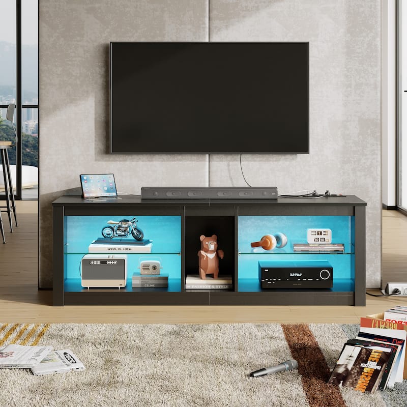 55" LED TV Stand for 60 inch TV with Power Outlet-Entertainment Center - 55 inches