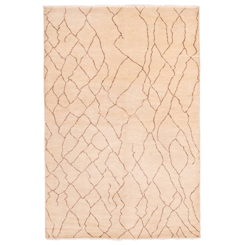 ECARPETGALLERY Hand-knotted Mystique Ivory Wool Rug - 6'1 x 9'0