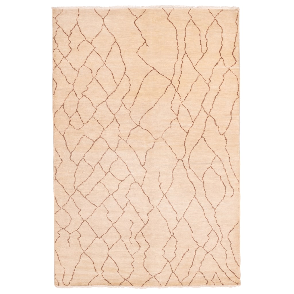 ECARPETGALLERY Hand-knotted Mystique Ivory Wool Rug - 6'1 x 9'0