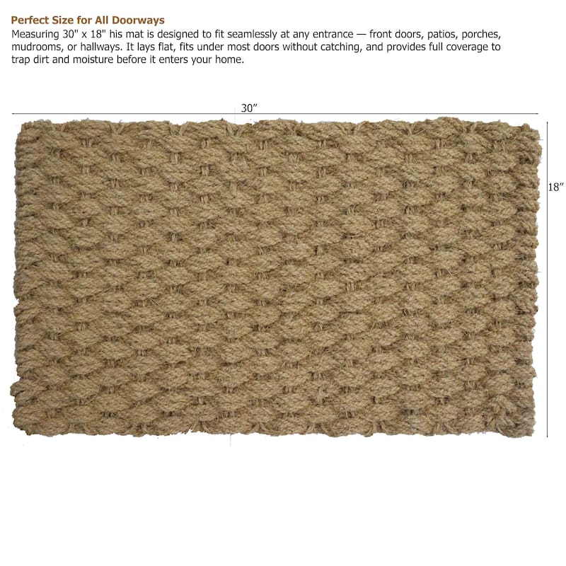 Gardenised Heavy Duty Coco Coir Doormat Non Slip PVC Baking Embossed Welcome Design Natural Coconut Fiber Floor Mat 18x30"