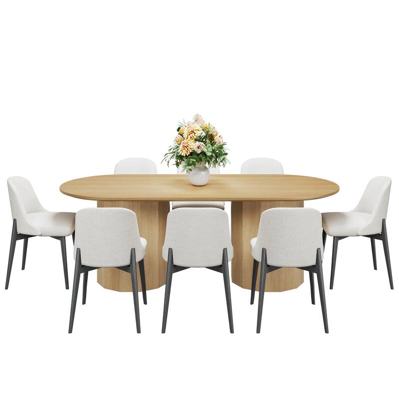 86" Double Pedestal Solid Wood Dining Table