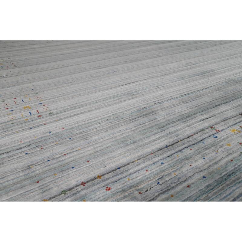 Striped Tribal Gabbeh Oriental Square Rug Handmade Wool Carpet - 9'9" x 9'8"