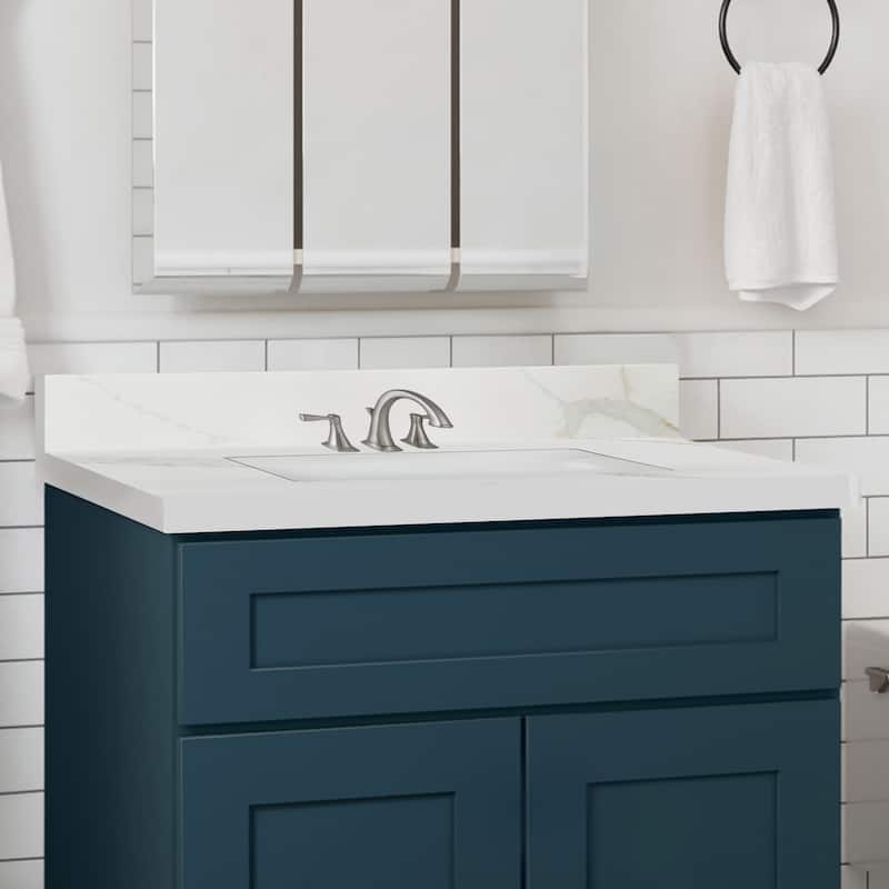 Calesco Calacatta Quartz Bathroom Vanity Top with Sink and Backsplash