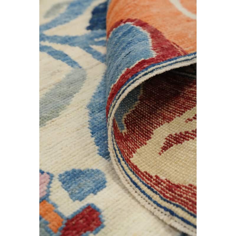 Hand Knotted Oriental 100% Wool Carpet Transitional Floral Beige & Ivories Oushak Area Rug - 9' 11'' X 8' 4''