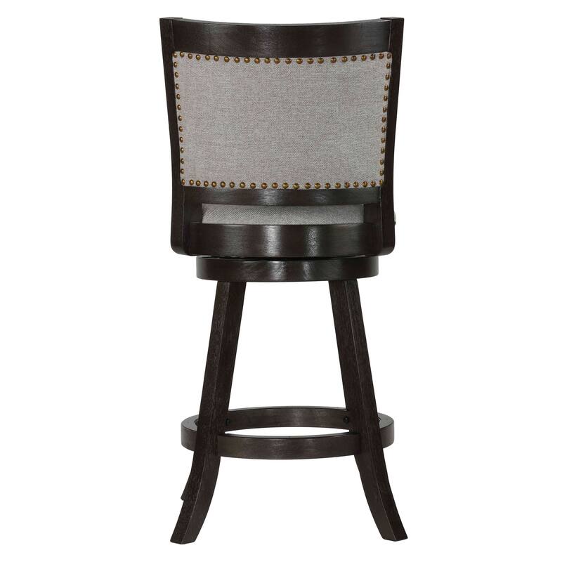 Cortesi Home Ferne Solid Wood Swivel Barstool, Gray Fabric