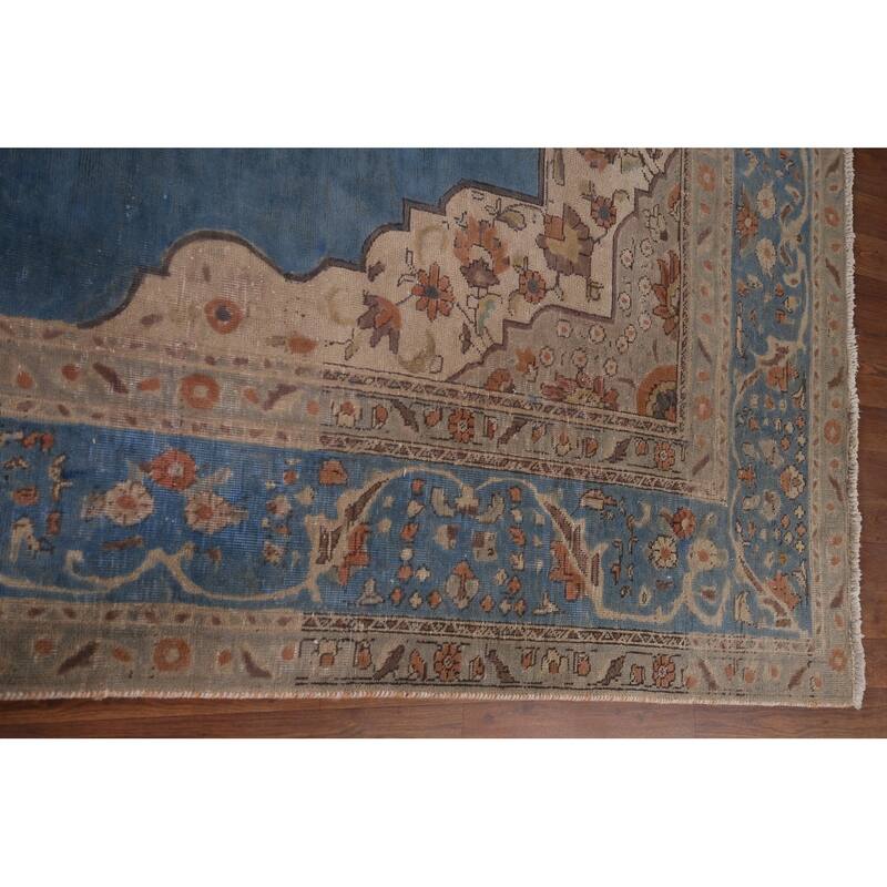 Blue Tabriz Vintage Persian Area Rug Handmade Oriental Wool Carpet - 8'3" x 10'11"