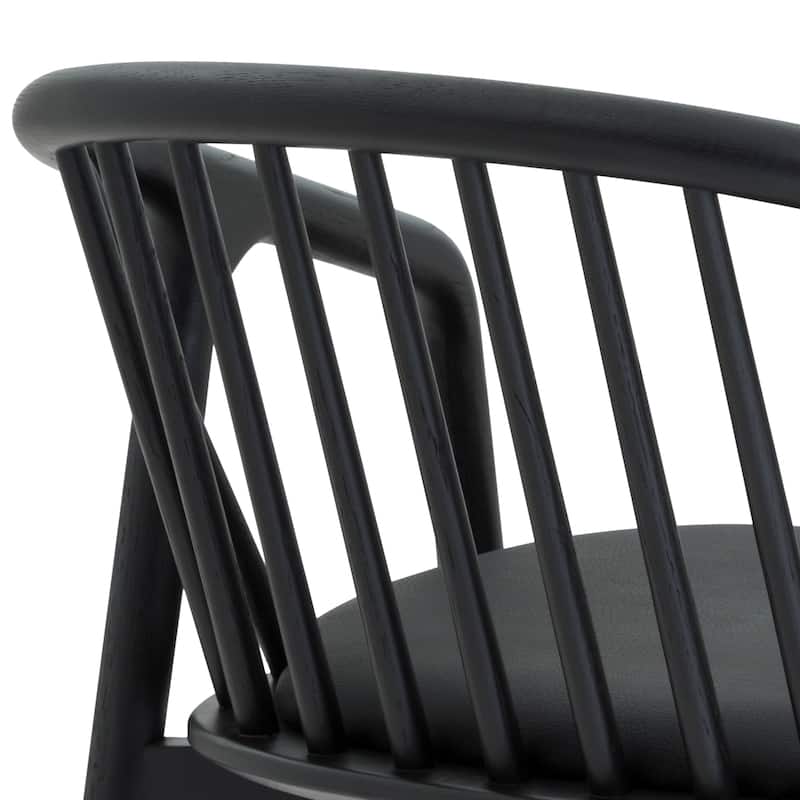 Echo Solid Wood and Black Faux Leather Bar or Counter Height Barstool