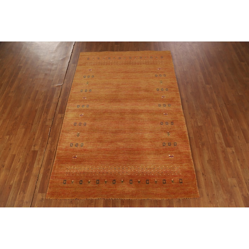 Hand Knotted Oriental 100% Wool Carpet Tribal Tribal Oranges & Rust Gabbeh Area Rug - 7' 8'' X 4' 11''