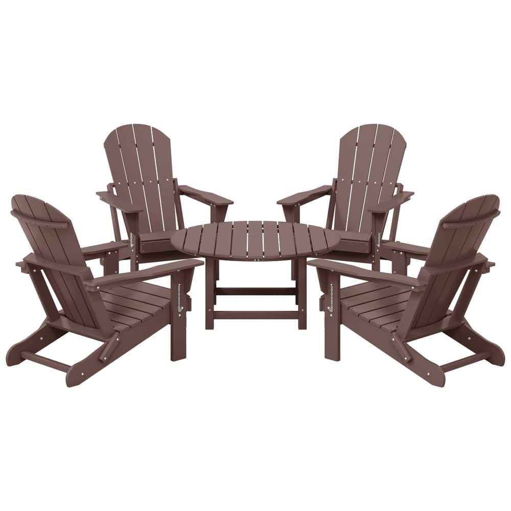 Laguna Outdoor 5-Piece Adirondack Chair With Round Coffee Table Conversation Set