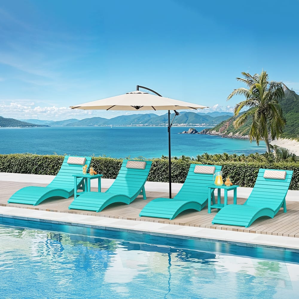 Set of 3 Weather-Resistant Folding Patio Pool Chaise Lounge Chairs