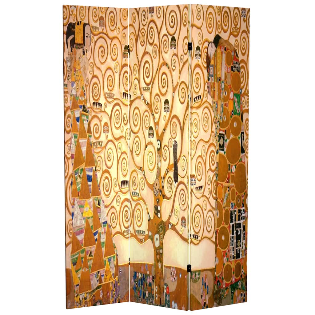 Double-sided 6-foot 'Stoclet Frieze' Works of Klimt Room Divider (China) - 71.25 x 15.75