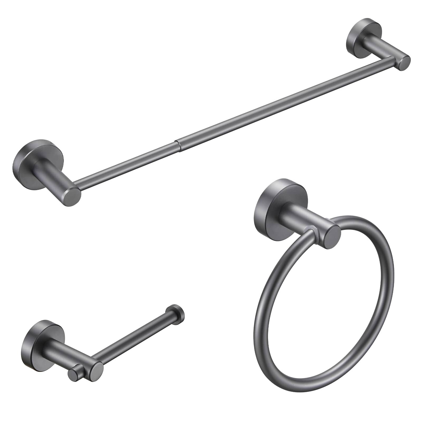 3 Piece Bathroom Hardware Set Wall Mount Adjustable Towel Bar Hand Towel Ring Toilet Paper Holder With Mounting Hardware On Sale Bed Bath Beyond 36248202