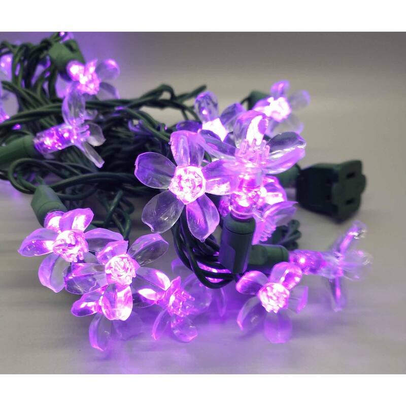 Purple Flower LED Set of 25 Lights Light String - Purple