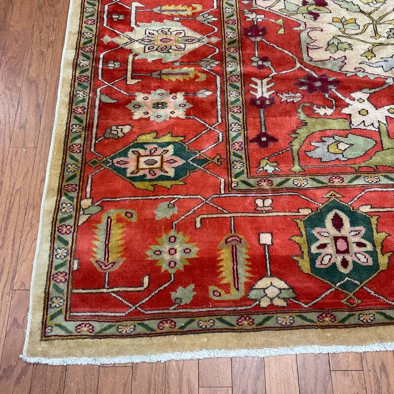 HERAT ORIENTAL Handmade 1960s Antique Serapi Wool Rug - 10' x 12'
