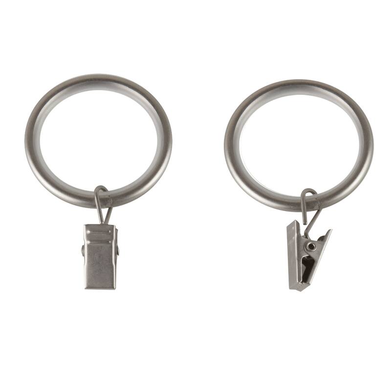 InStyleDesign 1-1/4 inch Noise-Canceling Curtain Rings w/Clip (Set of 10) - Satin Nickel
