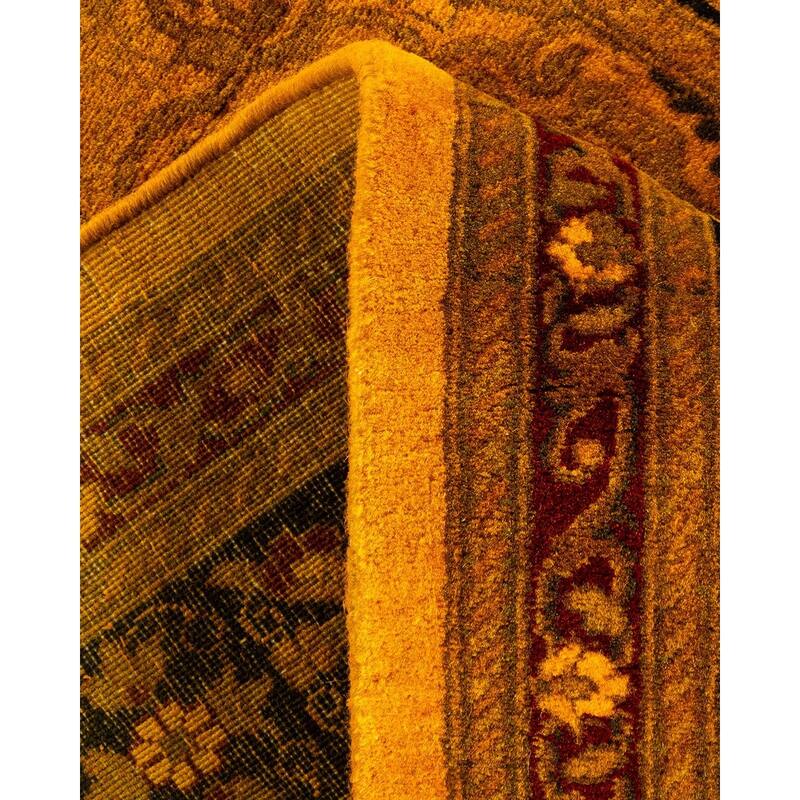 Overton Hand Knotted Wool Vintage Inspired Modern Contemporary Overdyed Gold Runner Rug - 2' 7" x 8' 0"