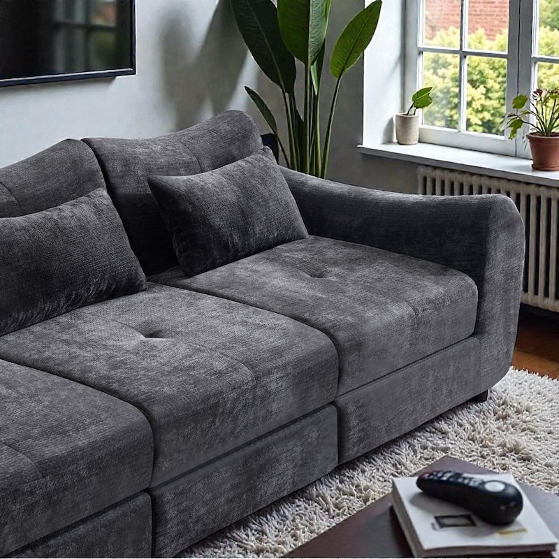 Modular Cloud Sofa, Convertible Folding Sofa Bed, 3-Seat Cushioned Sectional Couch for Living Room Bedroom