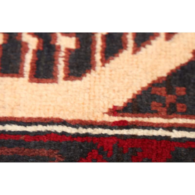 ECARPETGALLERY Hand-knotted Baluch Ivory, Red Wool Rug - 3'1 x 6'5