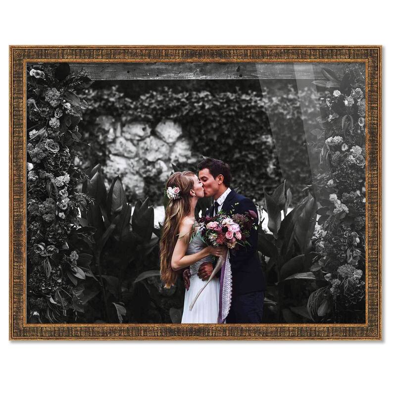 10x10 Frame Gold Solid Wood Picture Frame Includes UV Acrylic
