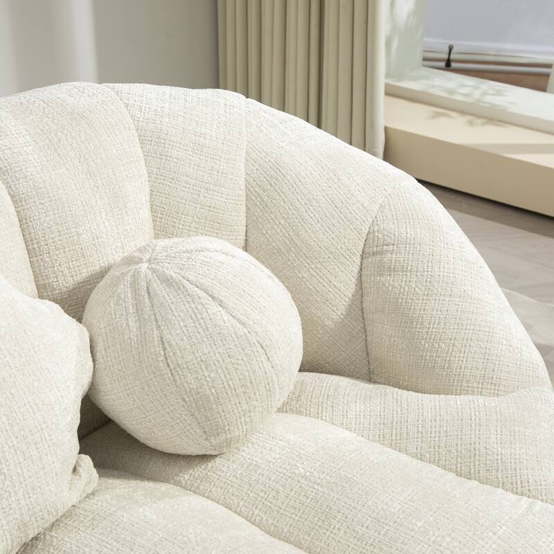 Bean Bag Sofa Lazy Sofa in White Chenille for Adults and Kids
