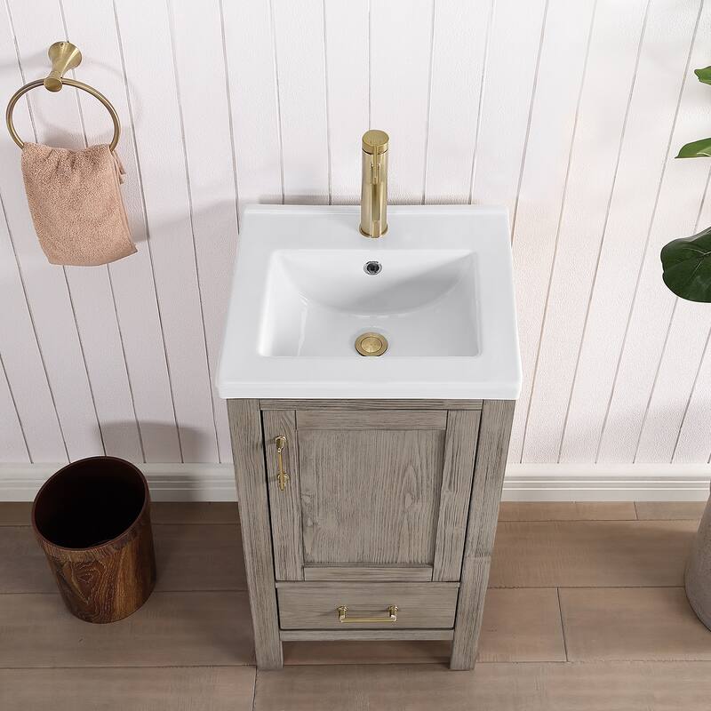 Gela Single Sink Bath Vanity with Drop-In White Ceramic Basin