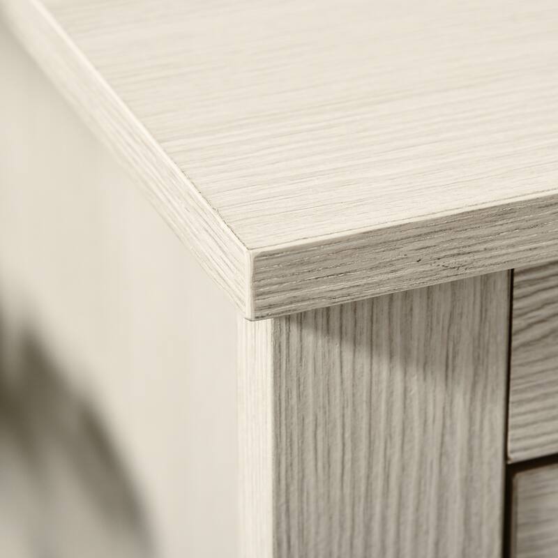 Modern Cream White Workstation Desk with Storage Drawers and Cabinets Adjustable Shelves