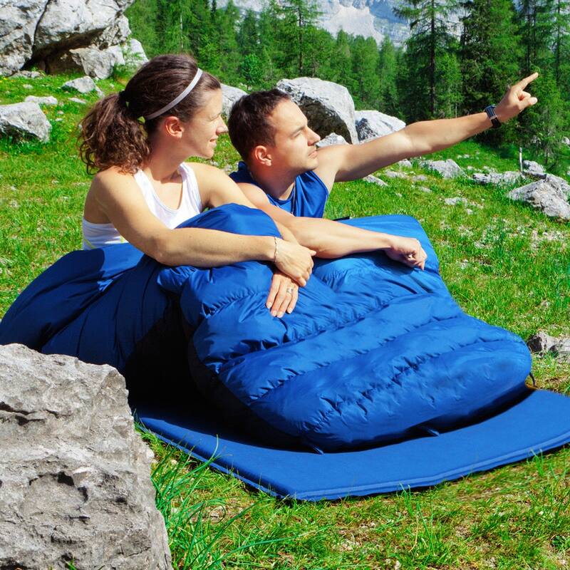 Goplus Double 2 Person Sleeping Bag Waterproof w/ 2 Pillows Camping - Queen
